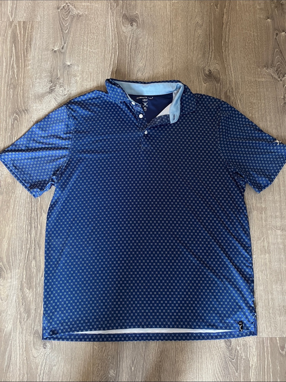 Kenneth Cole Navy Blue Geometric Polo